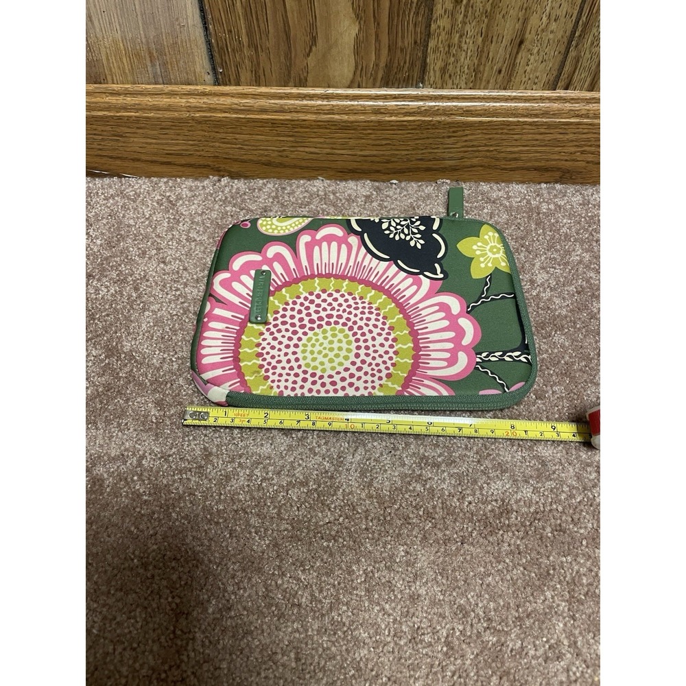 Vera Bradley 9" Cushioned Tablet iPad Holder Case Cover Green Pink - Picture 7 of 8
